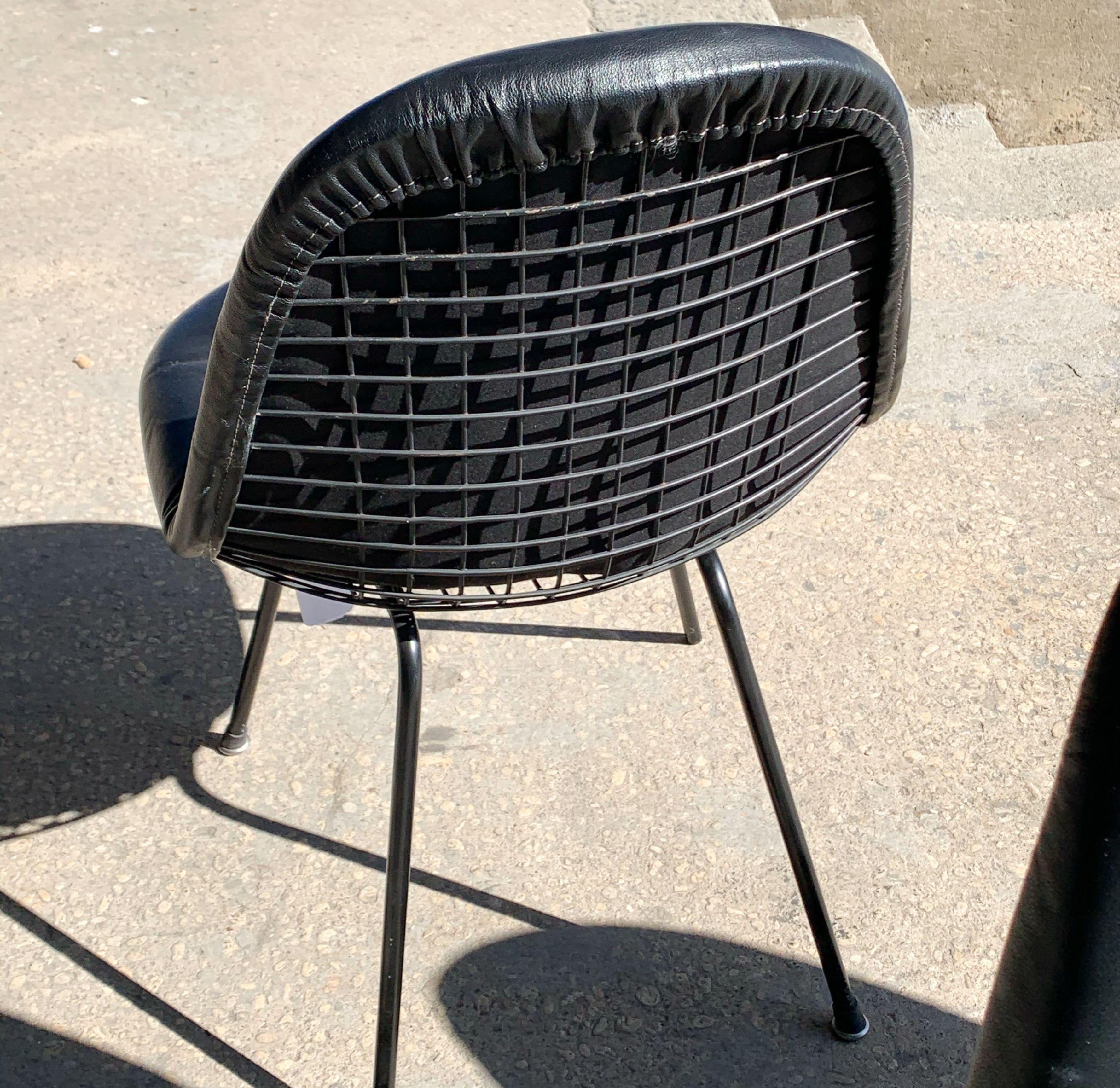 Charles and Ray Eames for Herman Miller DKX-1 Chair, Black Leather, H-Base, 1955 In Good Condition For Sale In Brooklyn, NY