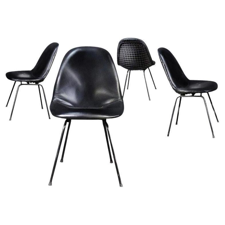 Charles and Ray Eames for Herman Miller DKX-1 Chair, Black Leather, H-Base, 1955 en vente
