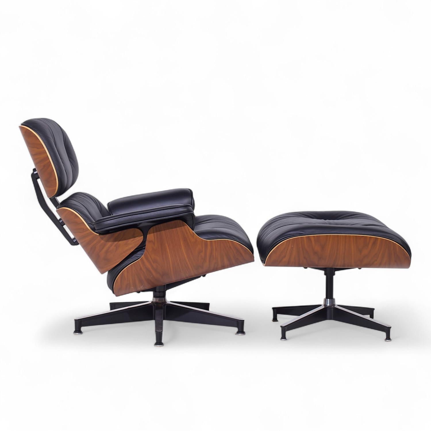 Charles and Ray Eames for Herman Miller Mid Century Walnut Chair and Ottoman For Sale 1