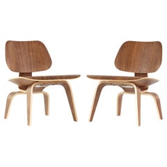 Charles and Ray Eames for Herman Miller Mid Century Walnut LCW Chairs, Pair