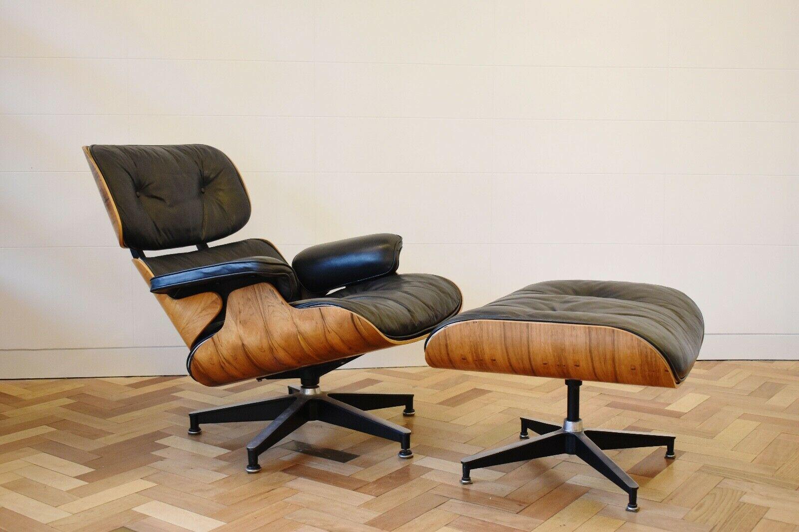 A superb Charles and Ray Eames, '670' lounge chair and '671' ottoman for Herman Miller, c.1970,

Both the chair and ottoman bares the ‘Herman Miller’ label to underside


This chair has rosewood a rosewood shell, with its original black leather