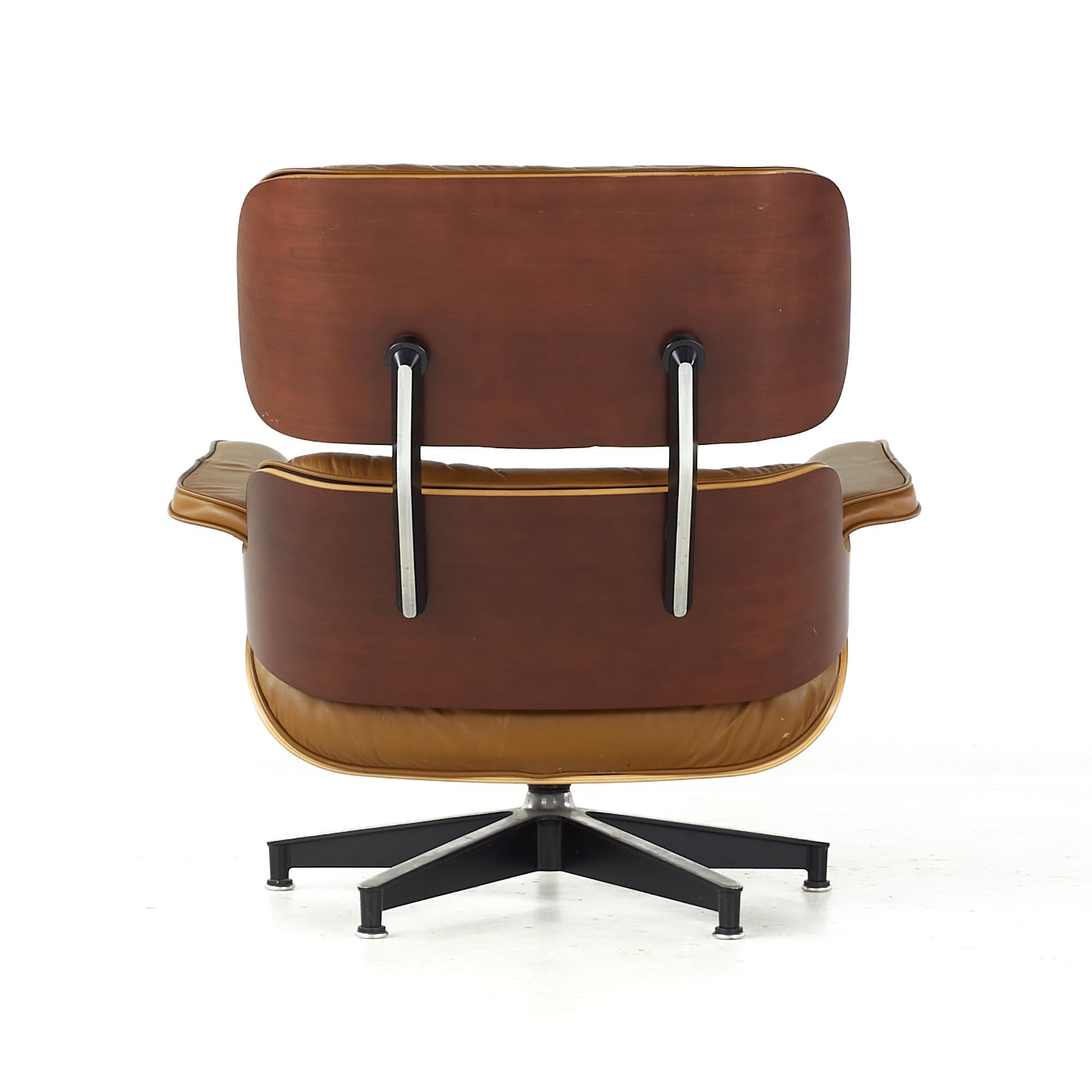 Charles and Ray Eames Midcentury Cherry Lounge Chair and Ottoman For Sale 1