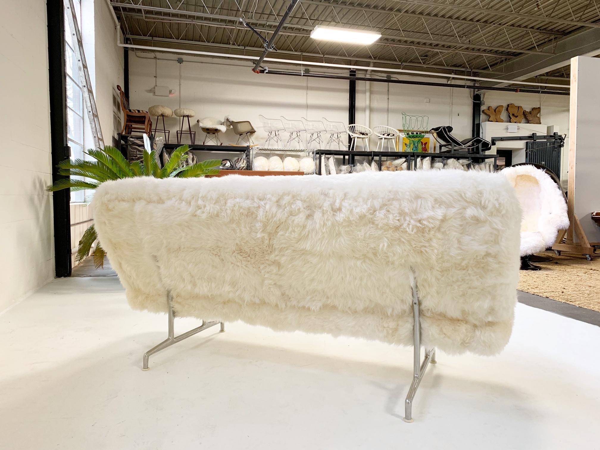 Charles and Ray Eames Model 3473 Sofa, Restored in Brazilian Sheepskin 1