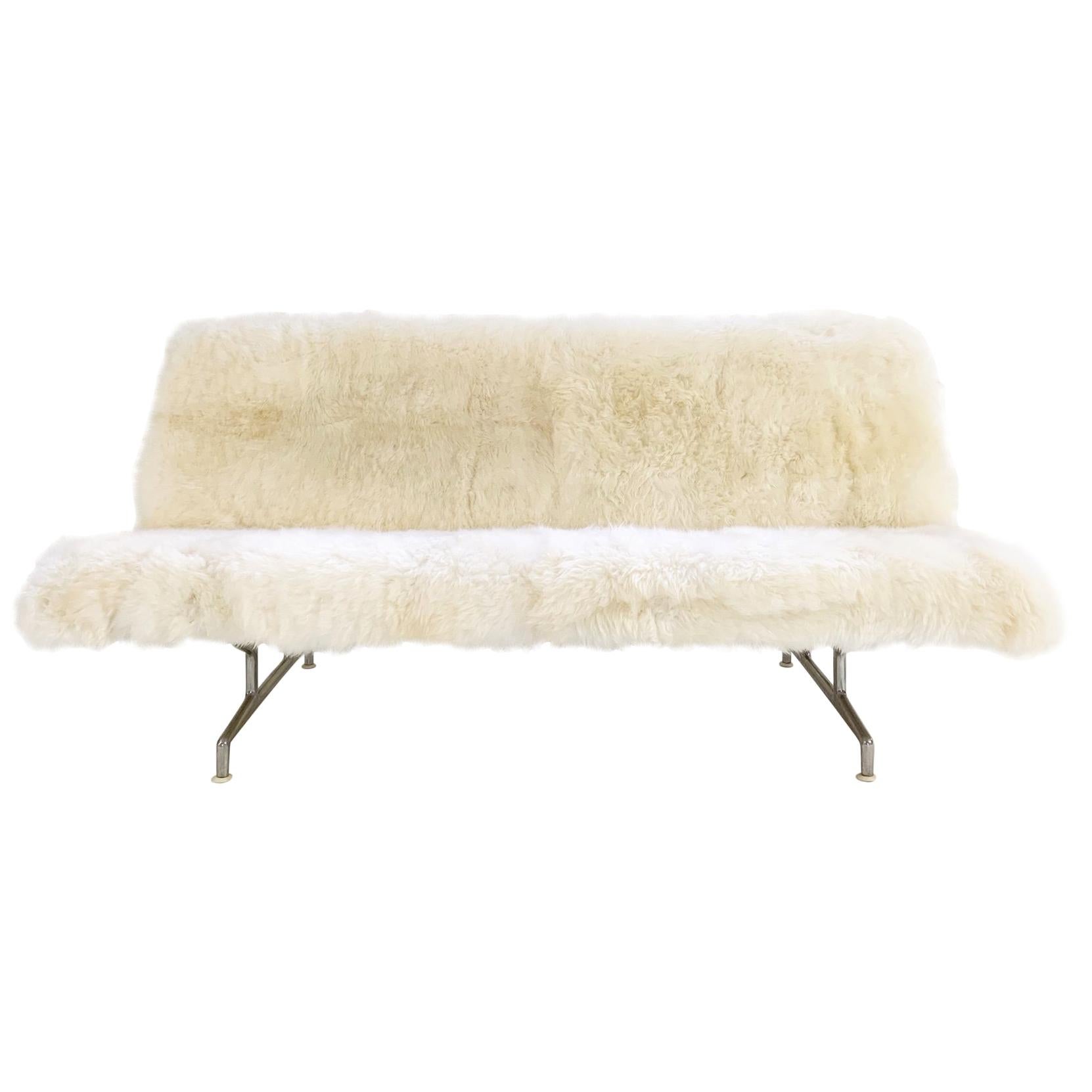 Charles and Ray Eames Model 3473 Sofa, Restored in Brazilian Sheepskin