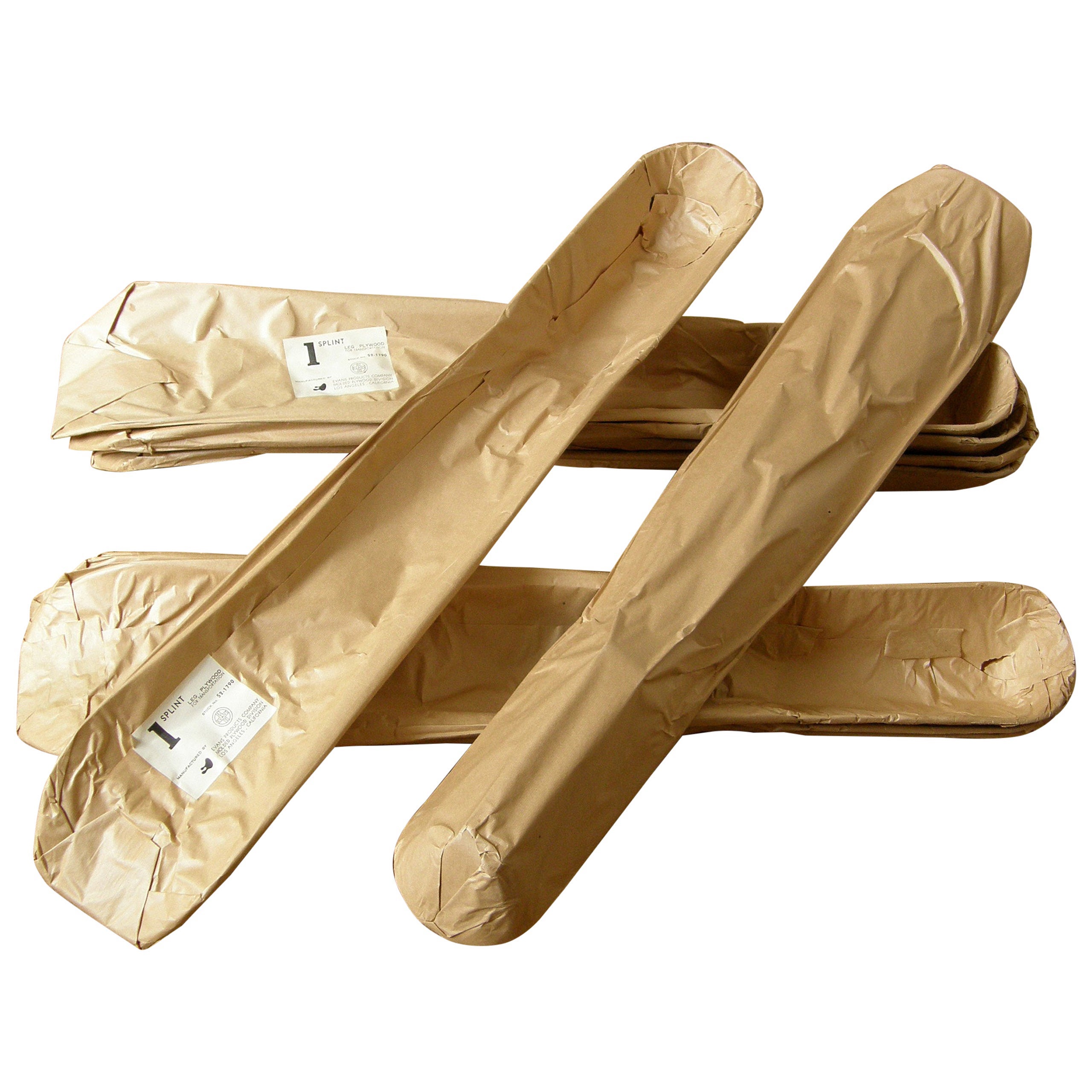 Charles and Ray Eames Molded Plywood Leg Splint for Evans in Original Wrapper