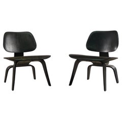 Charles and Ray Eames Pair of Early Evans Production Original LCW Chairs