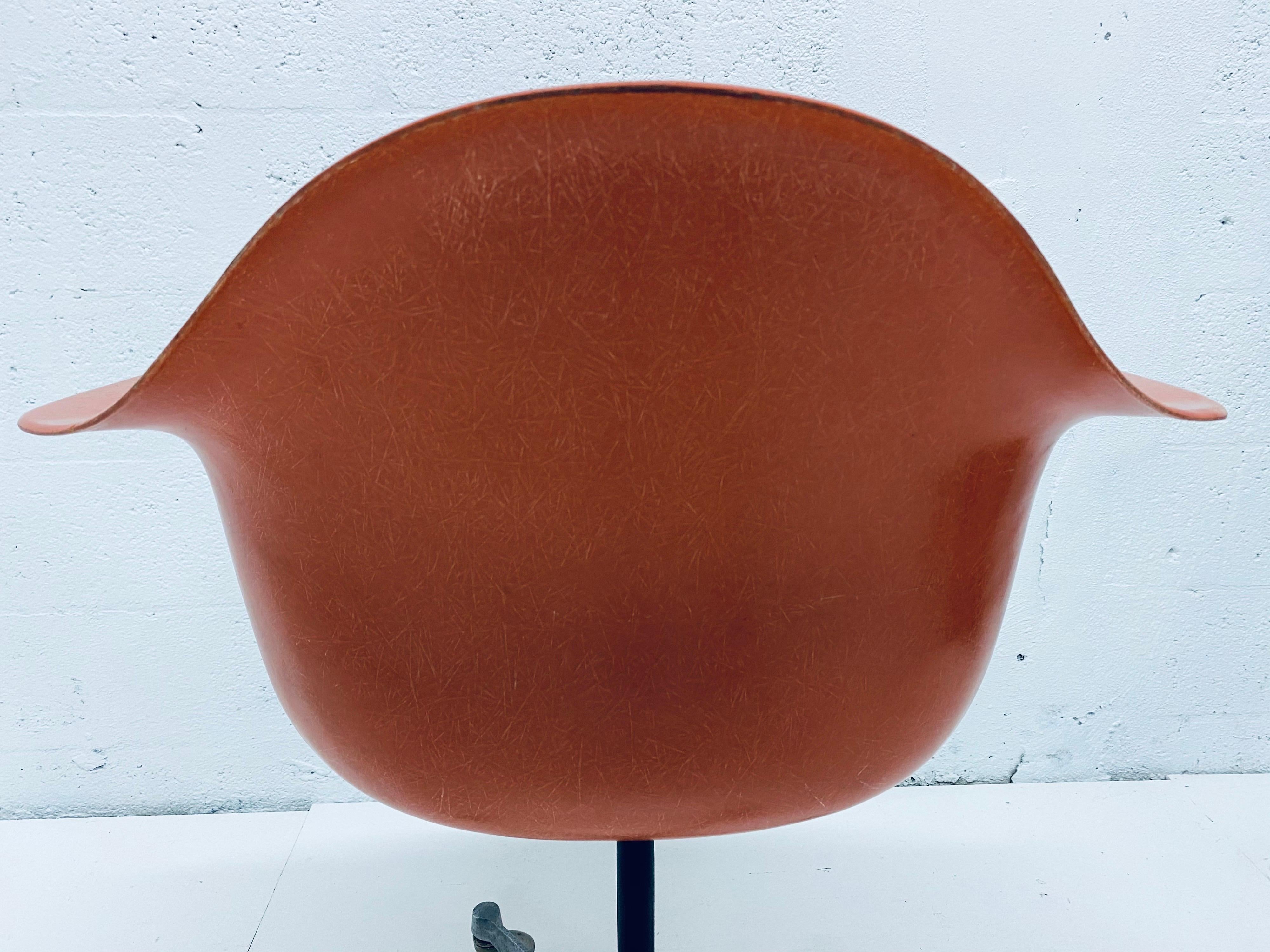 Aluminum Charles and Ray Eames PSC Orange Fiberglass Office Desk Chair for Herman Miller