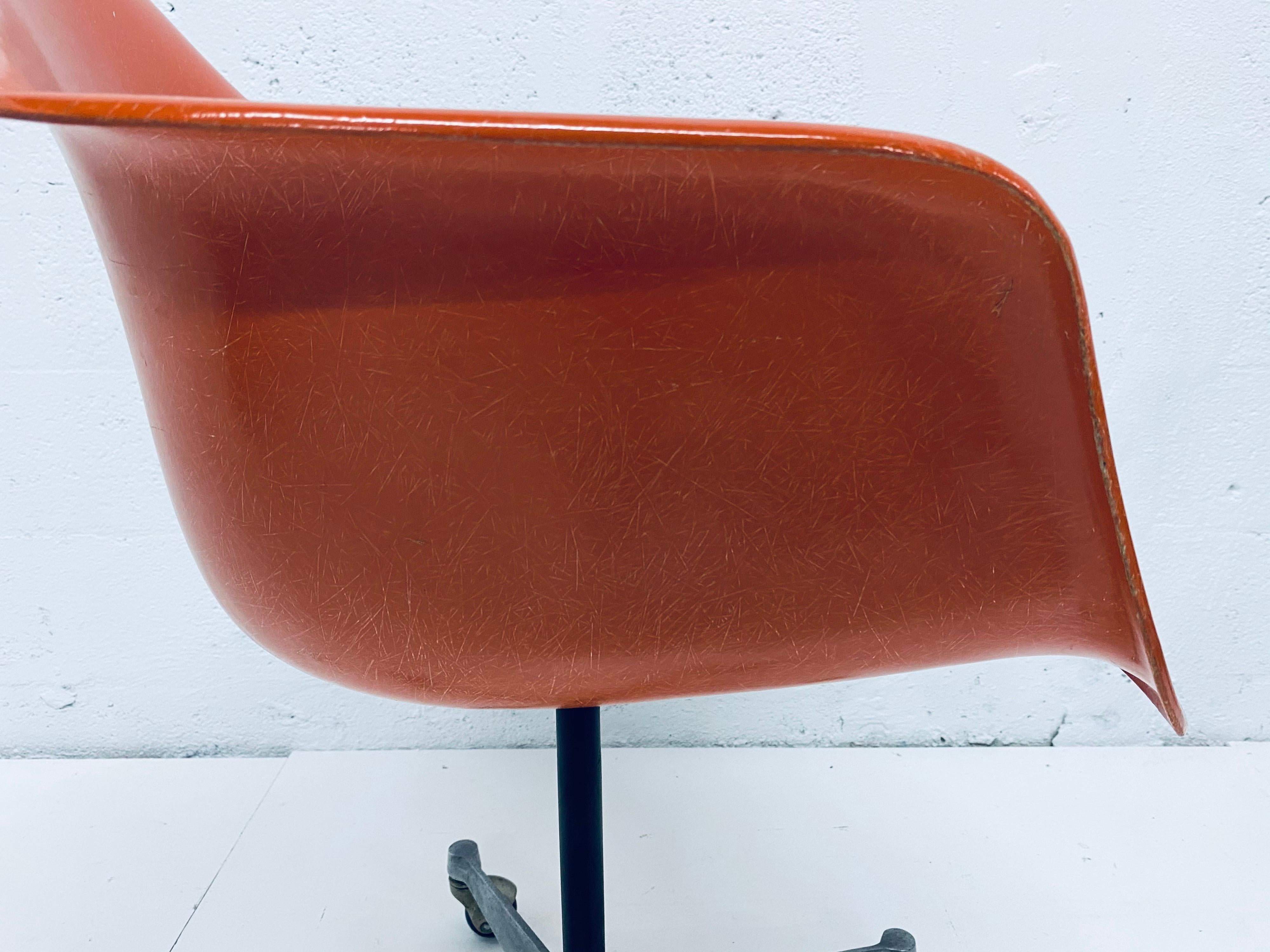 Charles and Ray Eames PSC Orange Fiberglass Office Desk Chair for Herman Miller 1