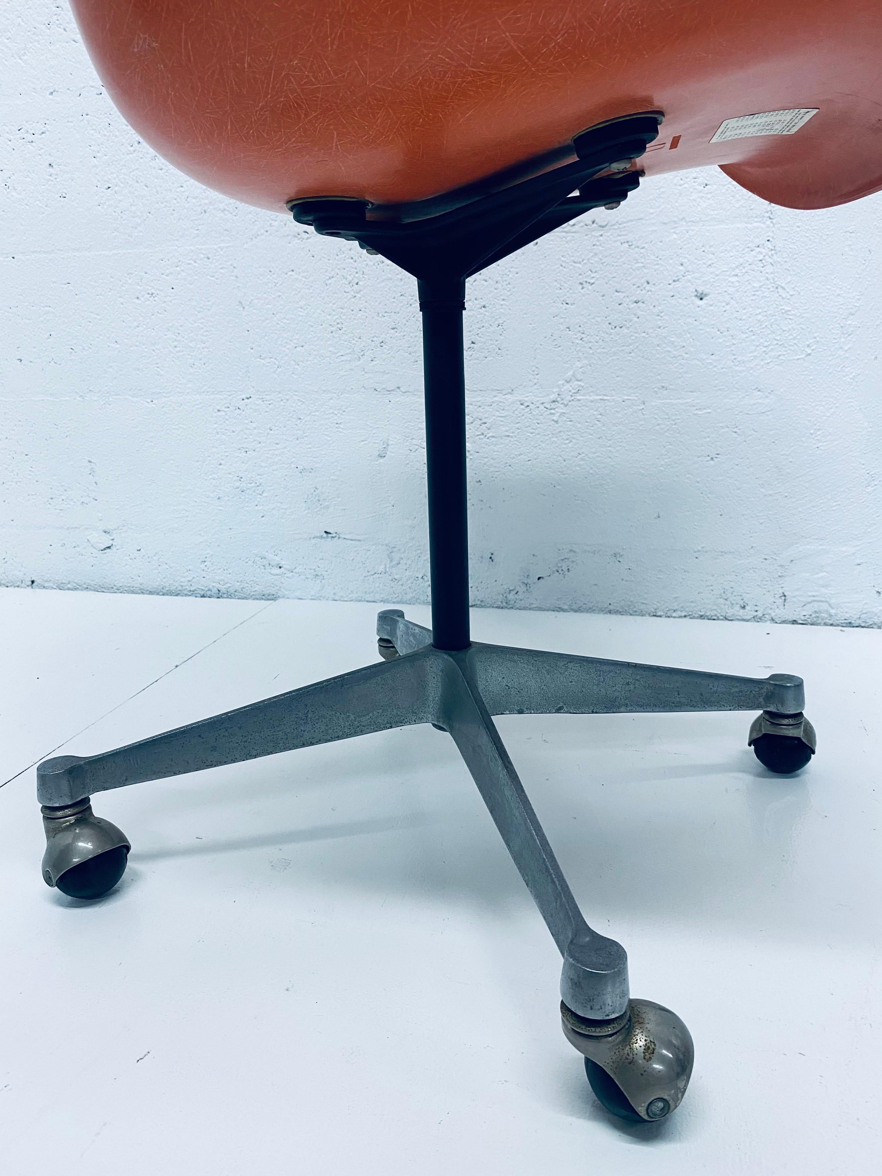 Charles and Ray Eames PSC Orange Fiberglass Office Desk Chair for Herman Miller 3