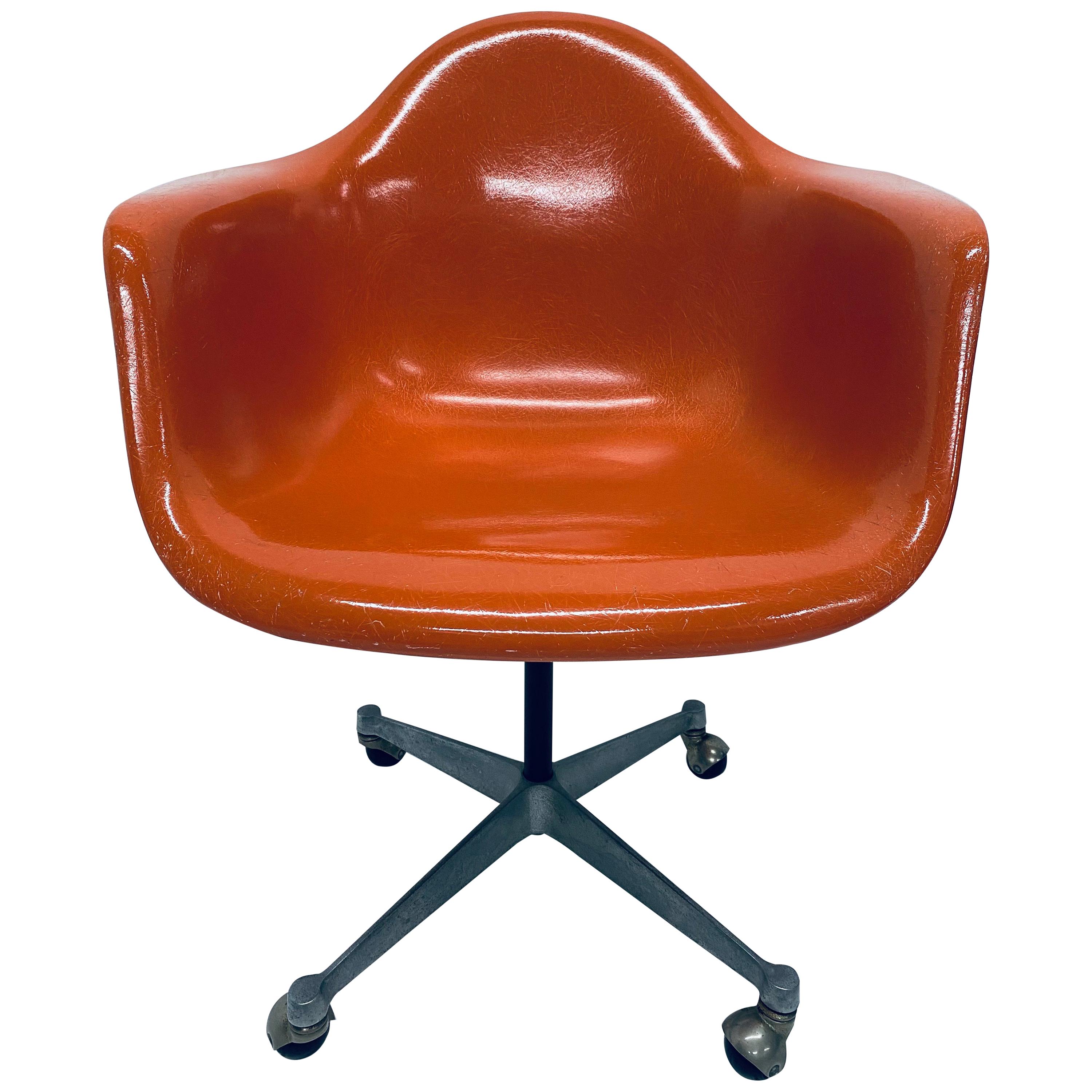 Charles and Ray Eames PSC Orange Fiberglass Office Desk Chair for Herman Miller