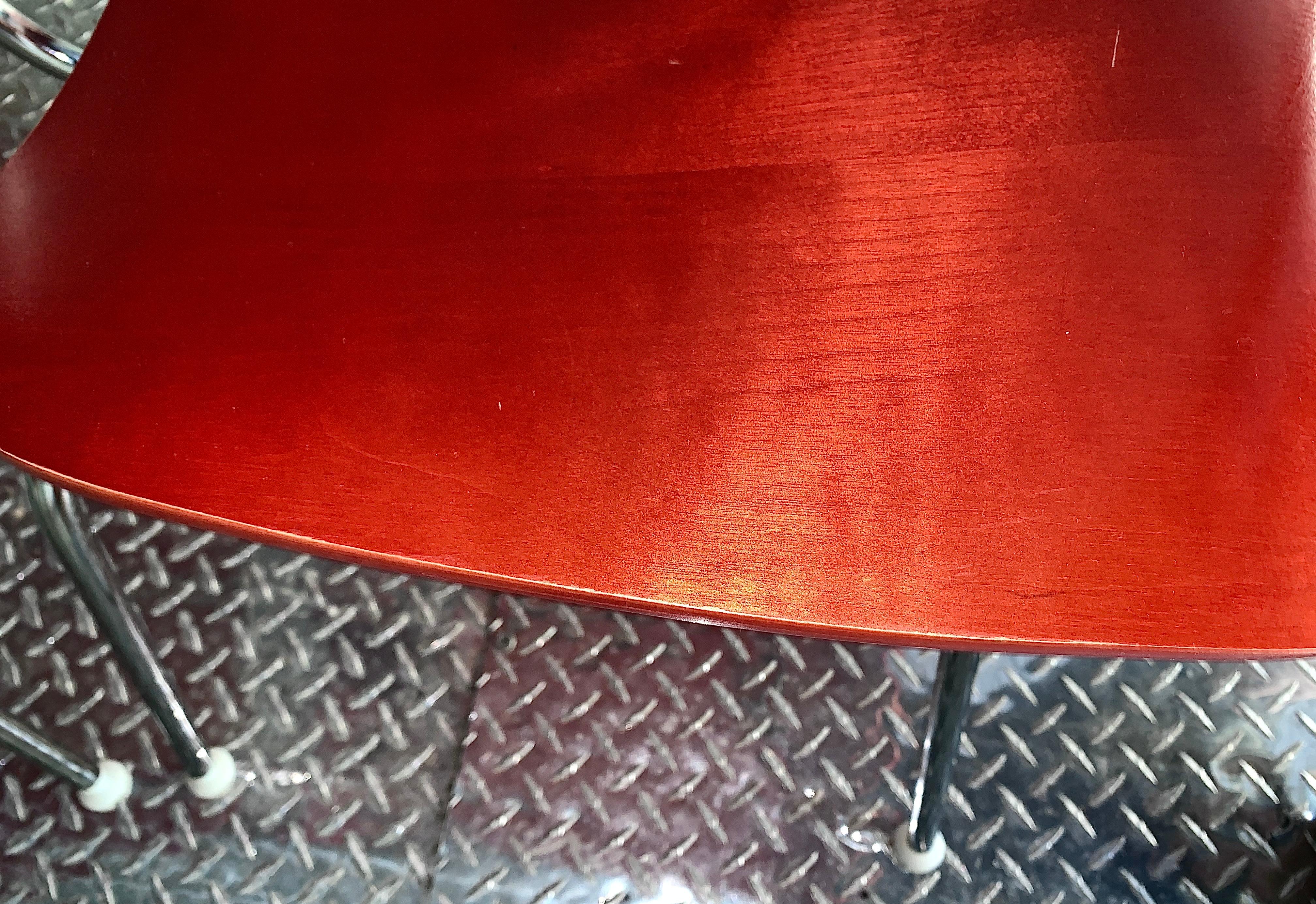 Chaise DCM Charles and Ray Eames, Herman Miller, Dining, Chaise d'appoint en hêtre rouge 4