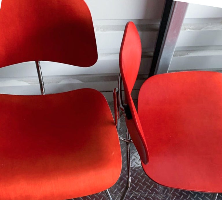 American Charles and Ray Eames Red Beech DCM Chair, Herman Miller, Dining, Side Chair For Sale