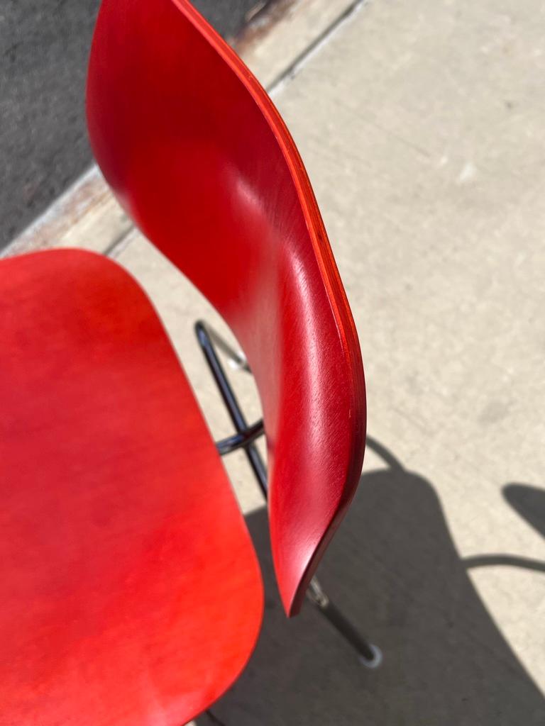 Mid-Century Modern Charles and Ray Eames Red Beech DCM Chair, Herman Miller, Dining, Side Chair