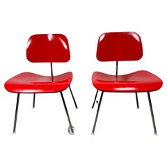 Chaises DCM Charles and Ray Eames, Herman Miller, Dining, Chaise d'appoint en hêtre rouge