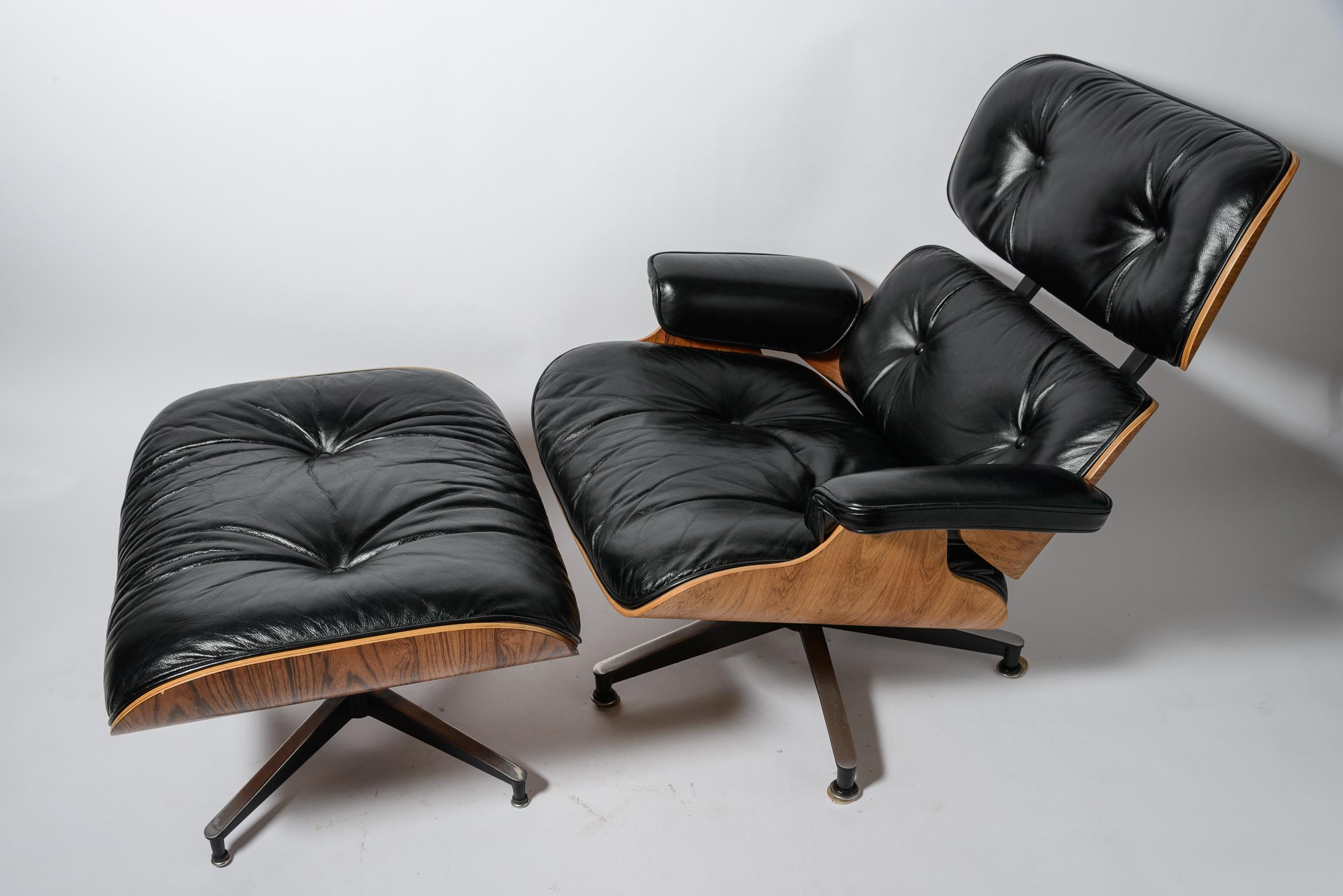 American Charles and Ray Eames Rosewood 670/671 Lounge & Ottoman For Sale
