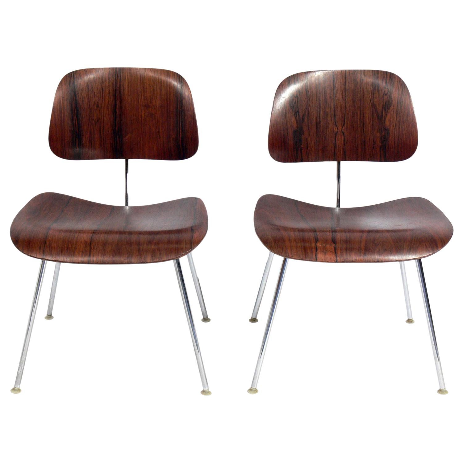 Charles and Ray Eames Rosewood DCM Chairs 