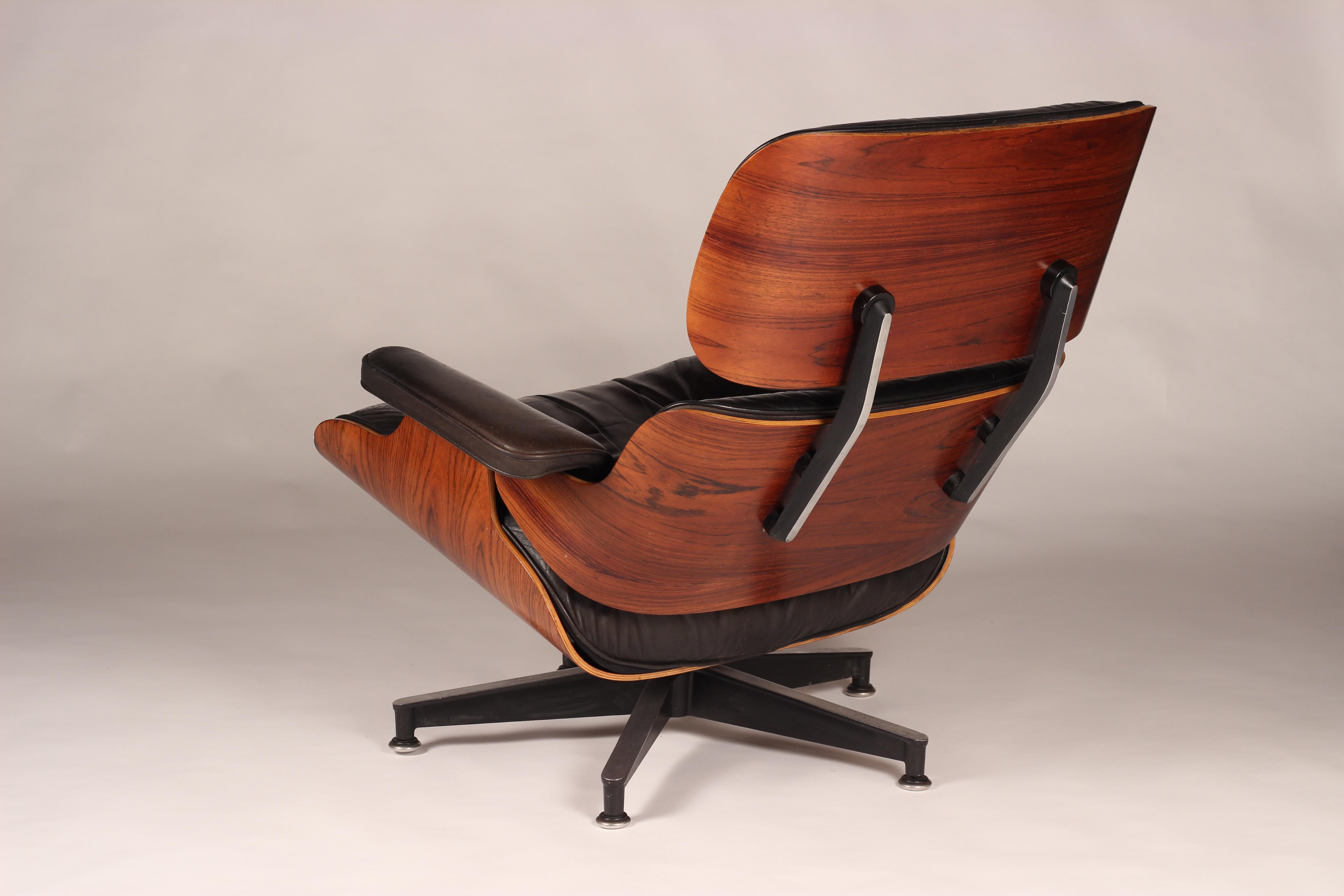 Charles and Ray Eames lounge chair 670 and ottoman 671

The Eames lounge chair and ottoman are furnishings made of molded plywood and leather, designed by Charles and Ray Eames for the Herman Miller furniture company. They are officially titled