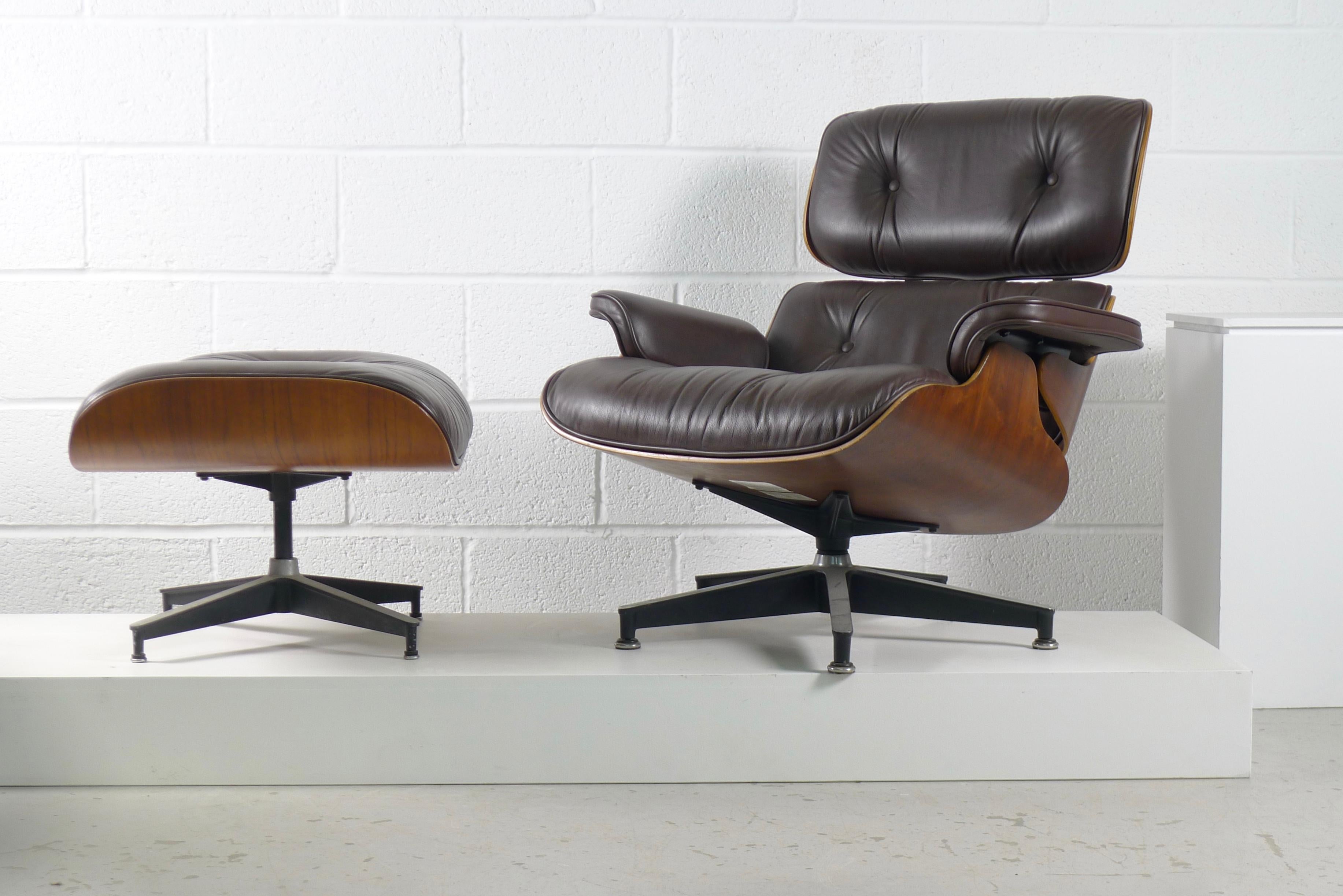 Late 20th Century Charles and Ray Eames, Rosewood Lounge Chair and Ottoman, Herman Miller, USA