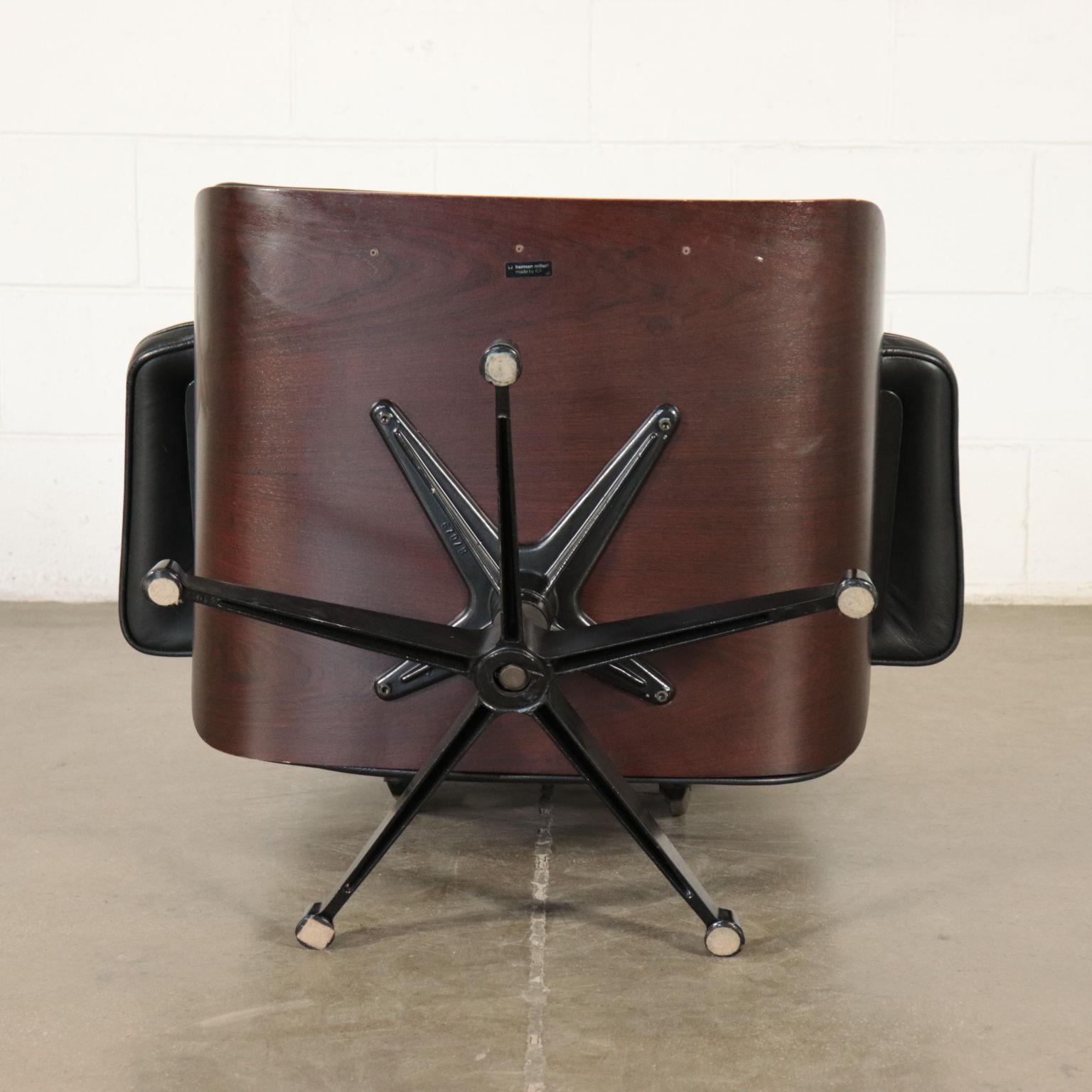 Charles and Ray Eames Swivel Armchair Wood Aluminum Leather, 1960s-1970s 7