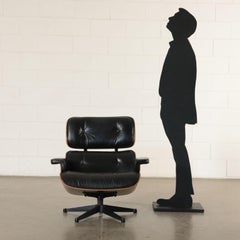 Charles and Ray Eames Poltrona girevole in legno alluminio pelle, anni '60-'70