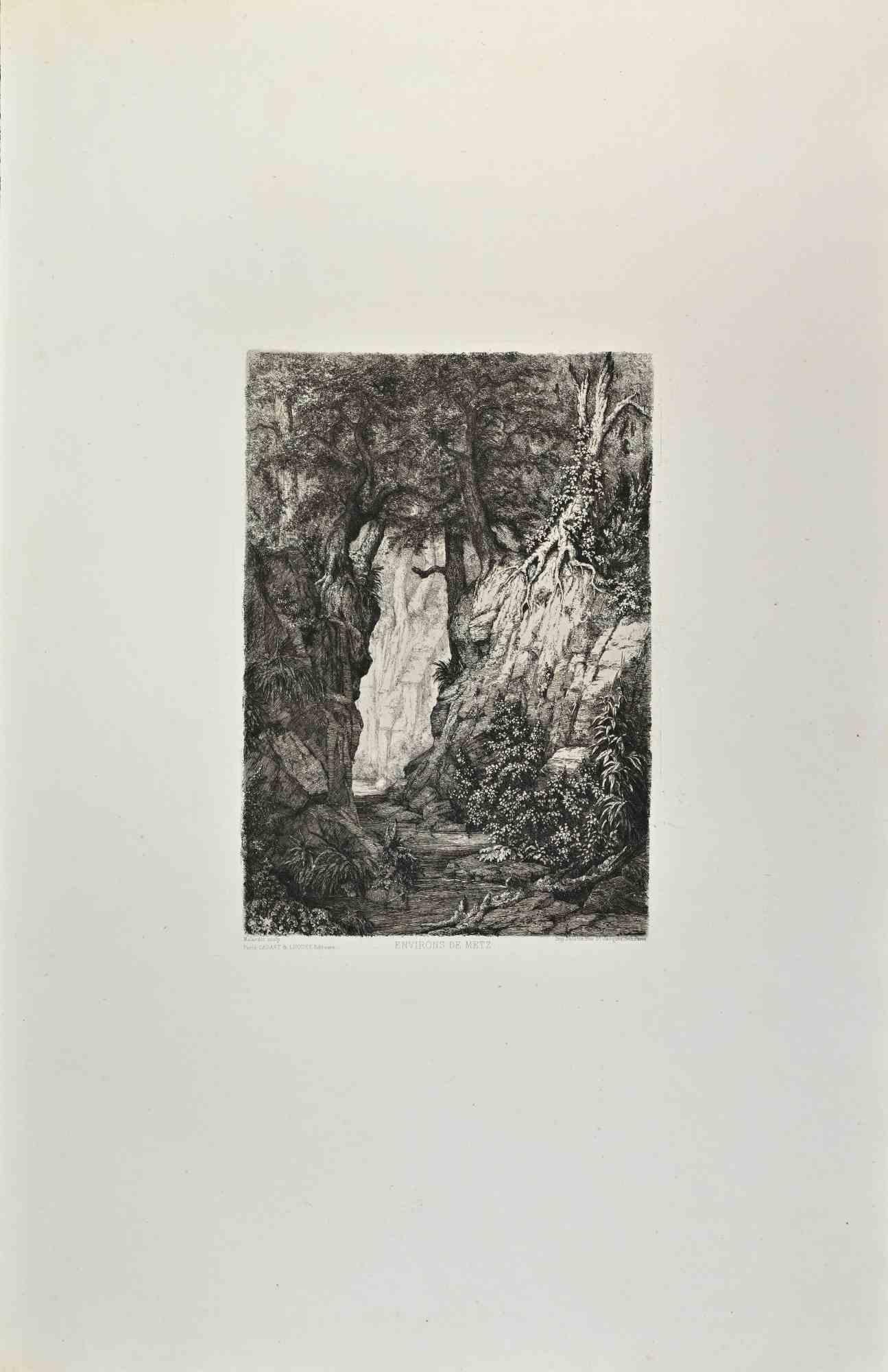 Umgebung von Metz - Radierung von Charles-André Malardot - 1870er Jahre