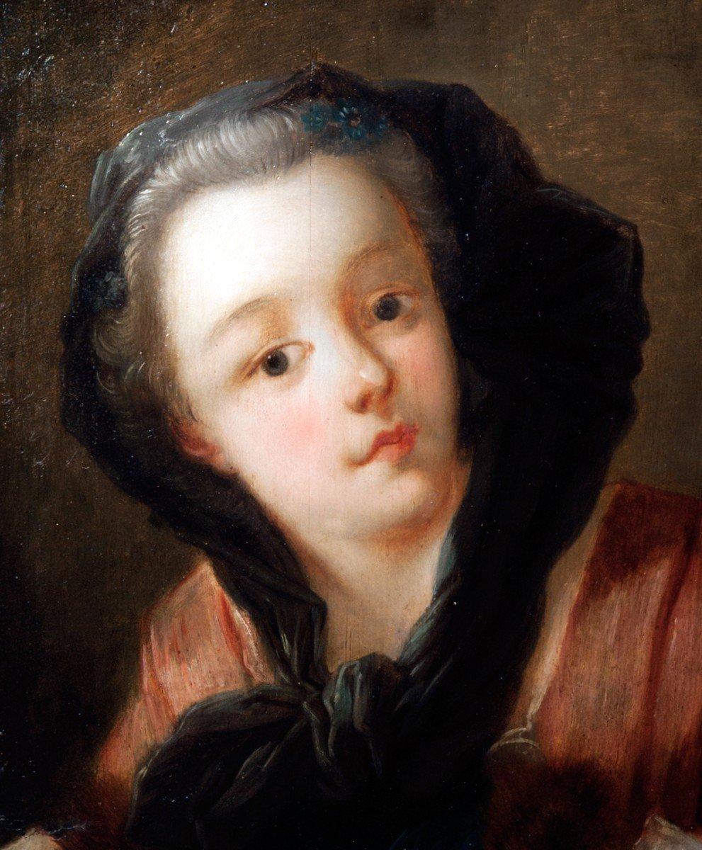 Jeune Femme Au Manchon Charles André Van Loo 1705/1765 (entourage) For Sale 2