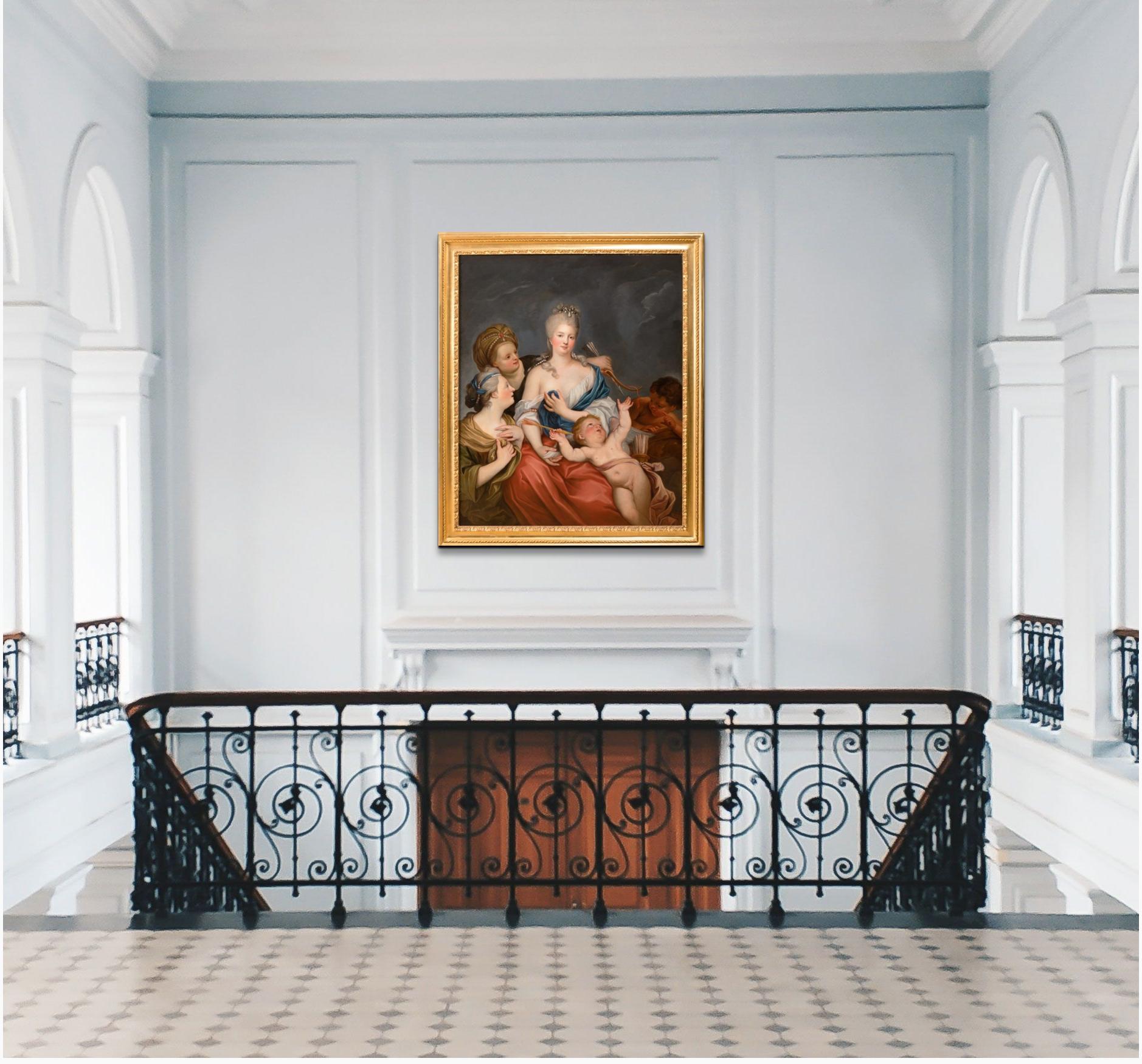 Escuela francesa de mediados del siglo XVIII Retrato de una dama como Venus desarmando a Cupido 8