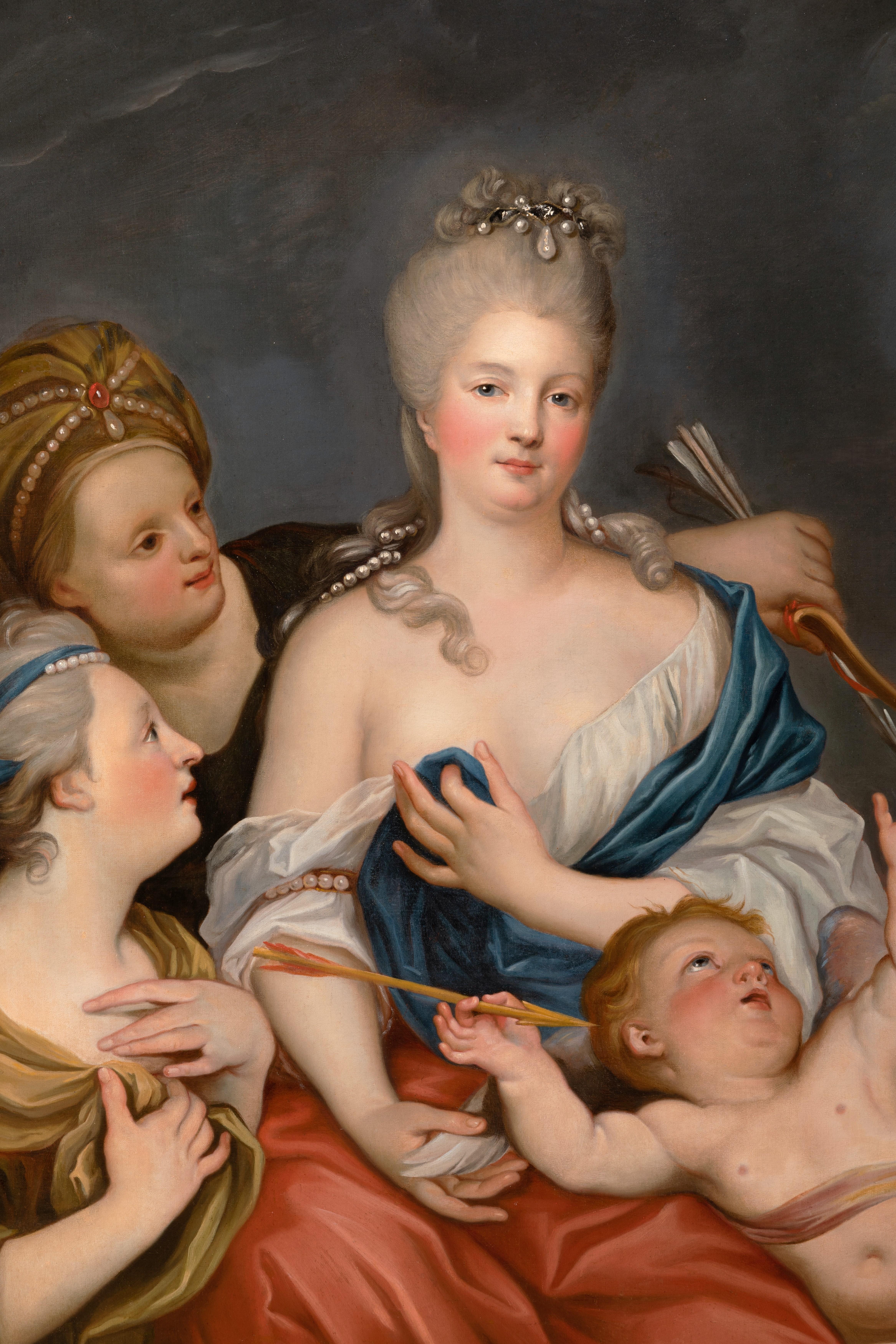 Escuela francesa de mediados del siglo XVIII Retrato de una dama como Venus desarmando a Cupido 1