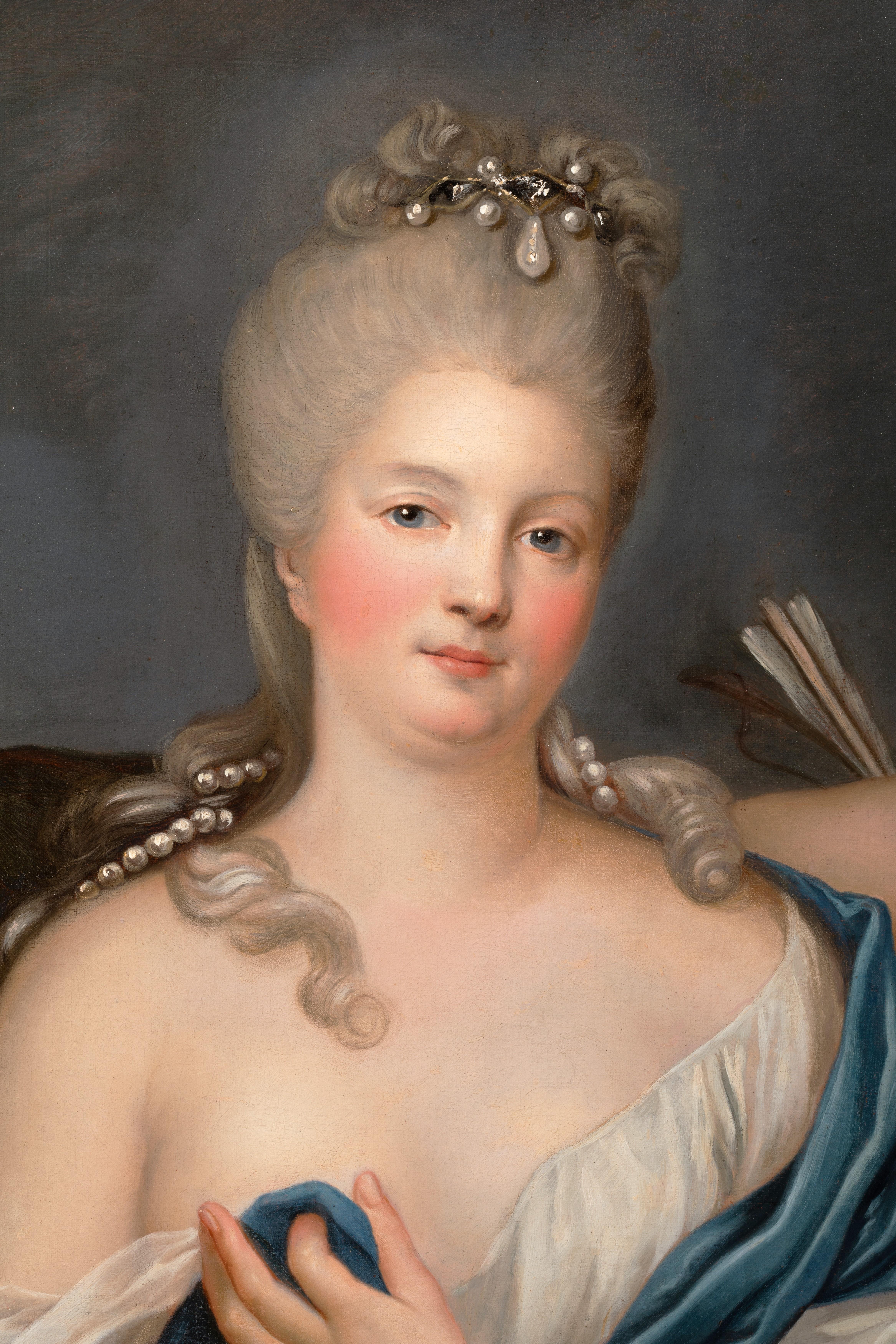 Escuela francesa de mediados del siglo XVIII Retrato de una dama como Venus desarmando a Cupido 2