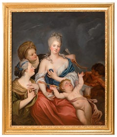 Antique Mid-18th century French school Portrait of a lady as Venus disarming Cupid