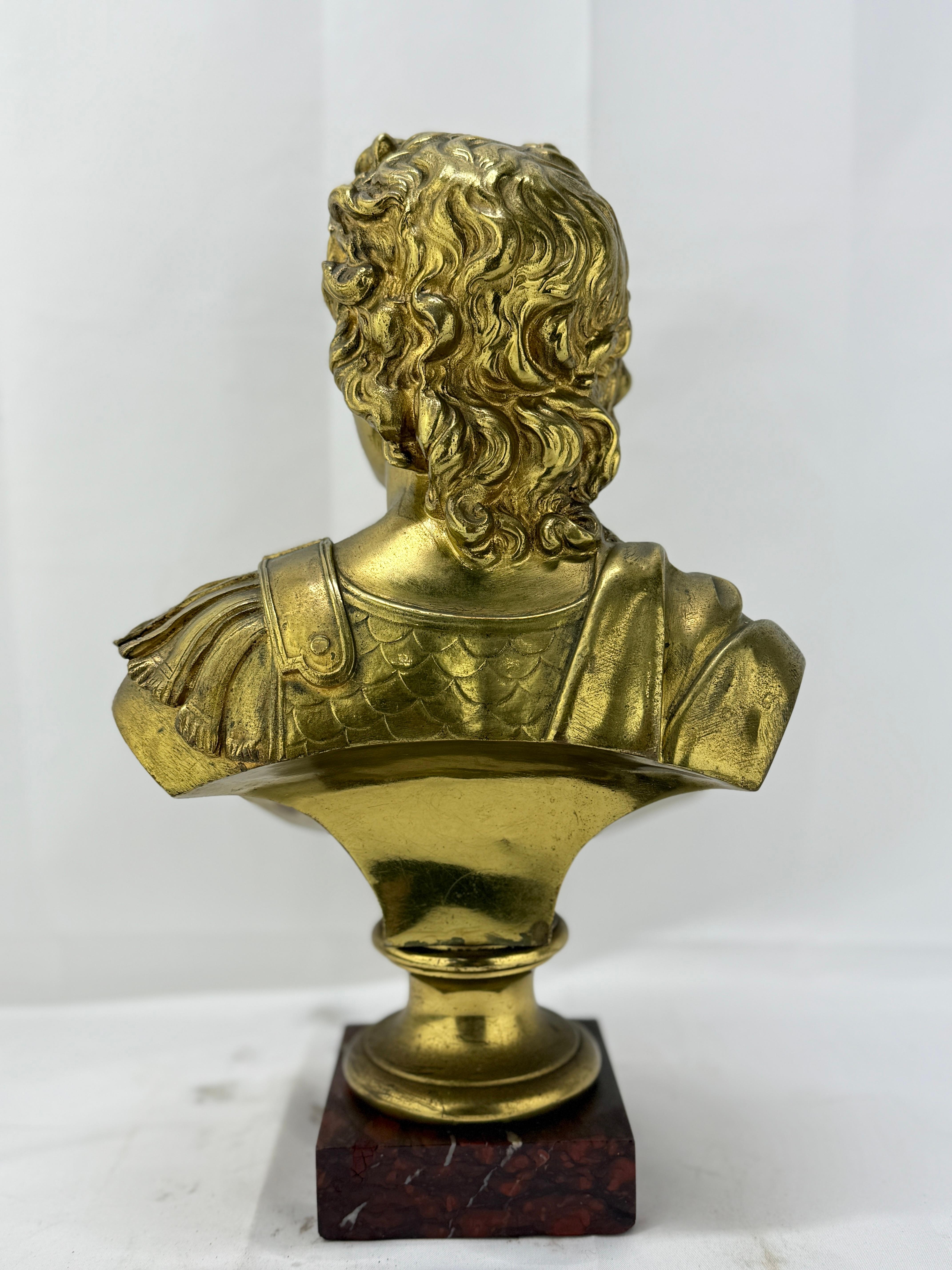 Neoclassico Charles Anfrie (francese, 1833-1905), Busto in bronzo dorato di Apollo del Grand Tour