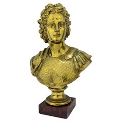 Antique Charles Anfrie (French, 1833-1905), Grand Tour Gilt Bronze Bust of Apollo