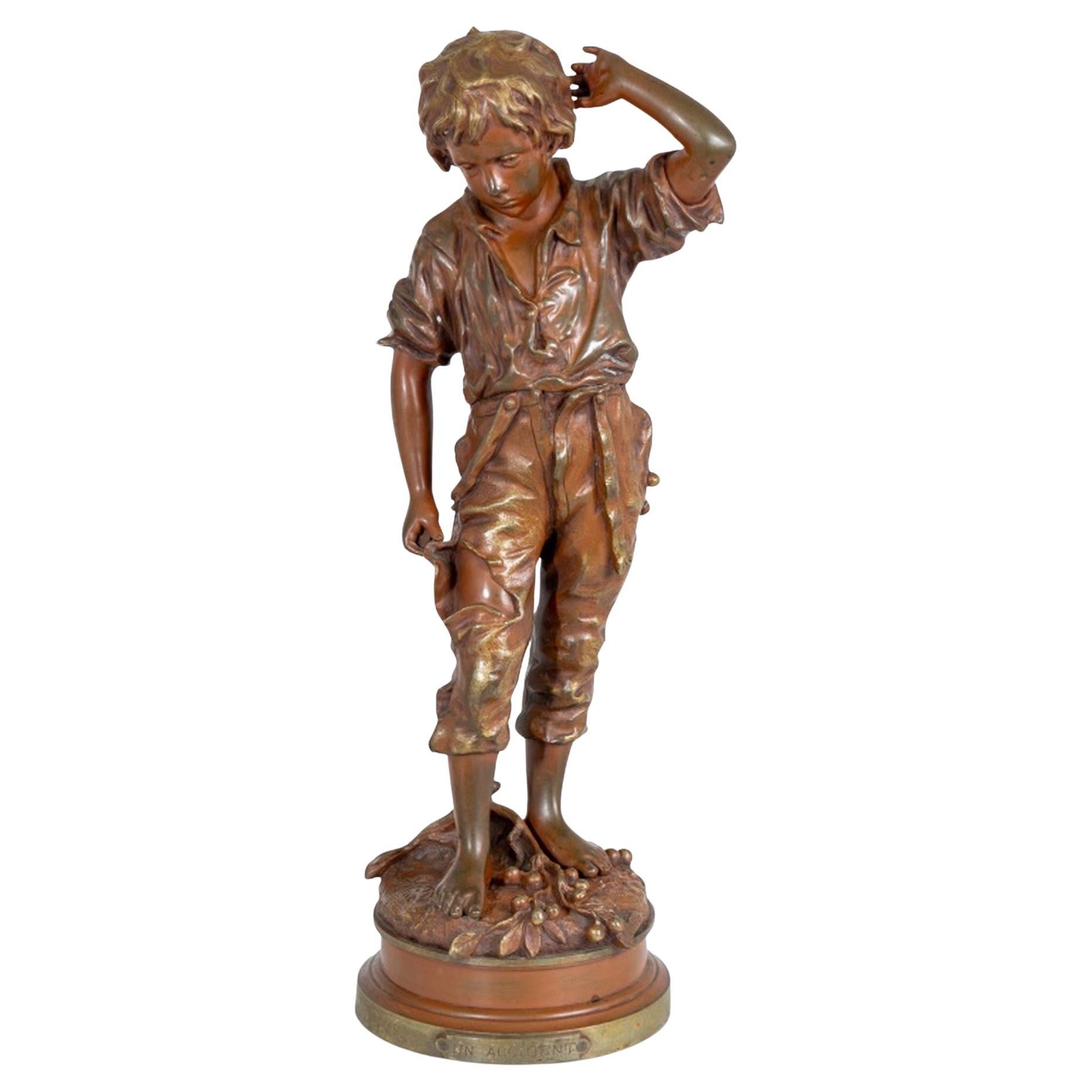 Charles Anfrie "Un Accident" Patinated Bronze For Sale