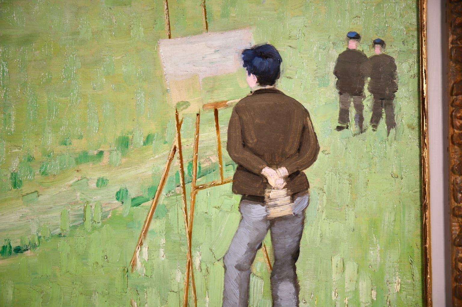 Painting en plein air - Impressionist Figure in Landscape Oil by Charles Angrand For Sale 12