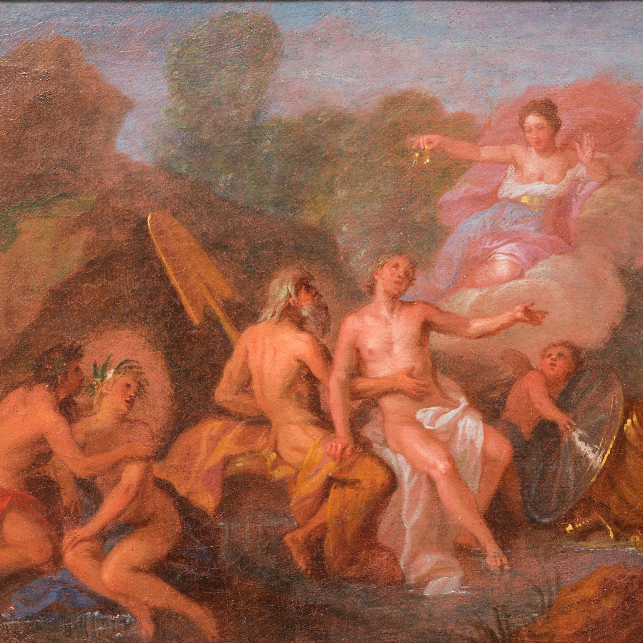 Eine mythologische Szene, frühe 1700er Jahre, Öl auf Leinwand im Angebot 2