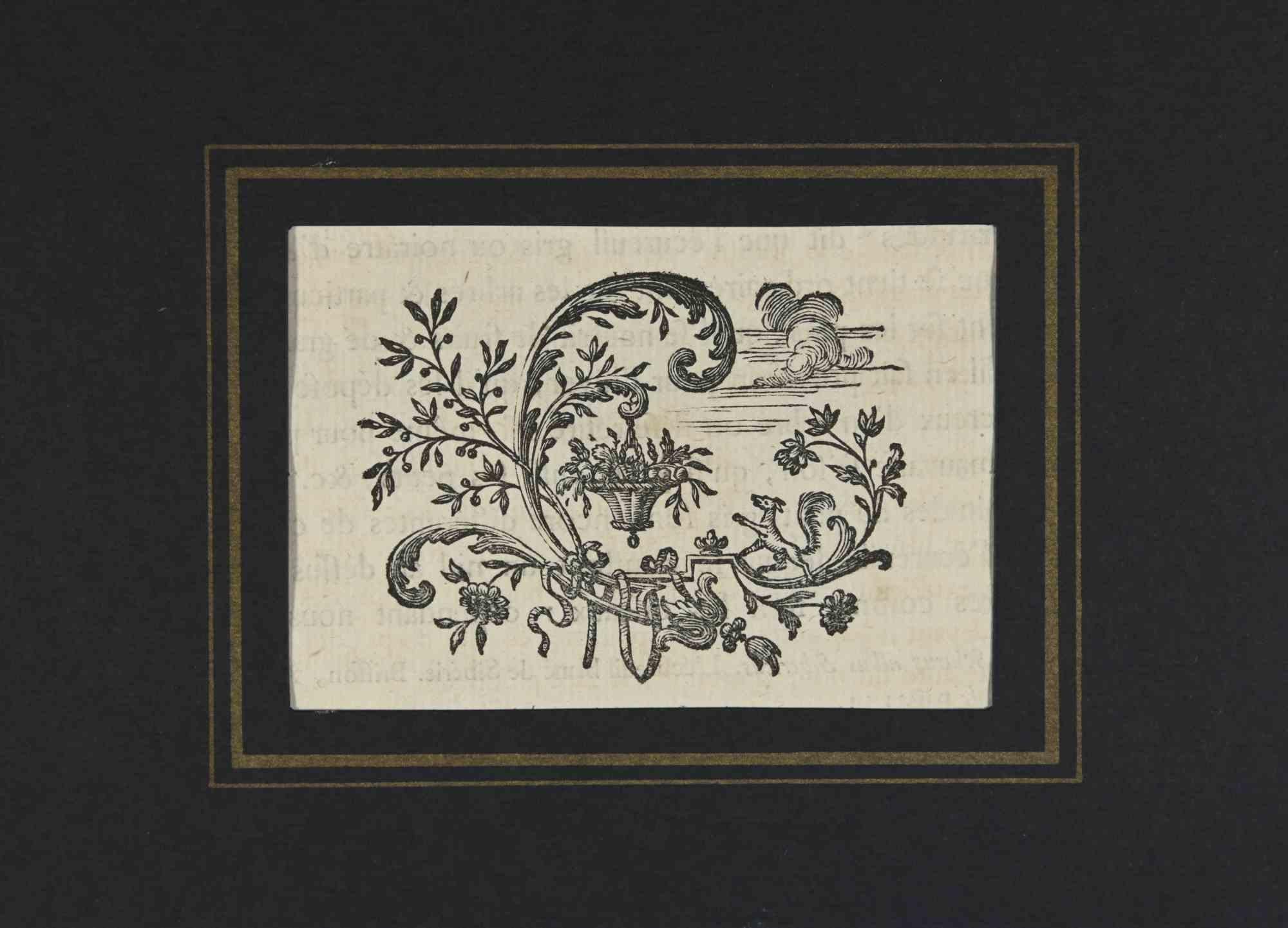 Das Ornament ist ein Holzschnitt von Charles-Antoine Jombert aus dem Jahr 1755.

Gute Bedingungen.

Der Druck wurde für die Anatomie-Studie "JOMBERT, Charles-Antoine (1712-1784) - Méthode pour apprendre le dessein, ou l'on donne les regles générales