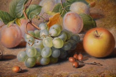 Ölgemälde von Charles Archer „Grauen, Pflaumen und ein Apfel“