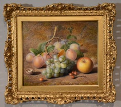 Oil Painting by Charles Archer "Grapes, Plums and an Apple"