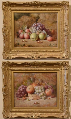 Oil Painting Pair by Charles Archer "Still life of Fruit"