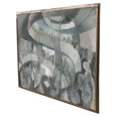Charles Arcier Oil on Canvas Guggenheim Painting 57.5" x 73" Mid Century Art