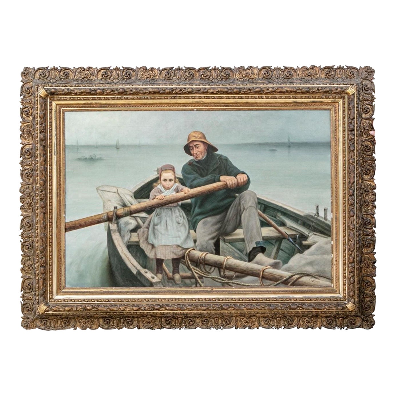 Charles Armor American Artist 
1844-1911
 Oil on Canvas "The Helping Hand"