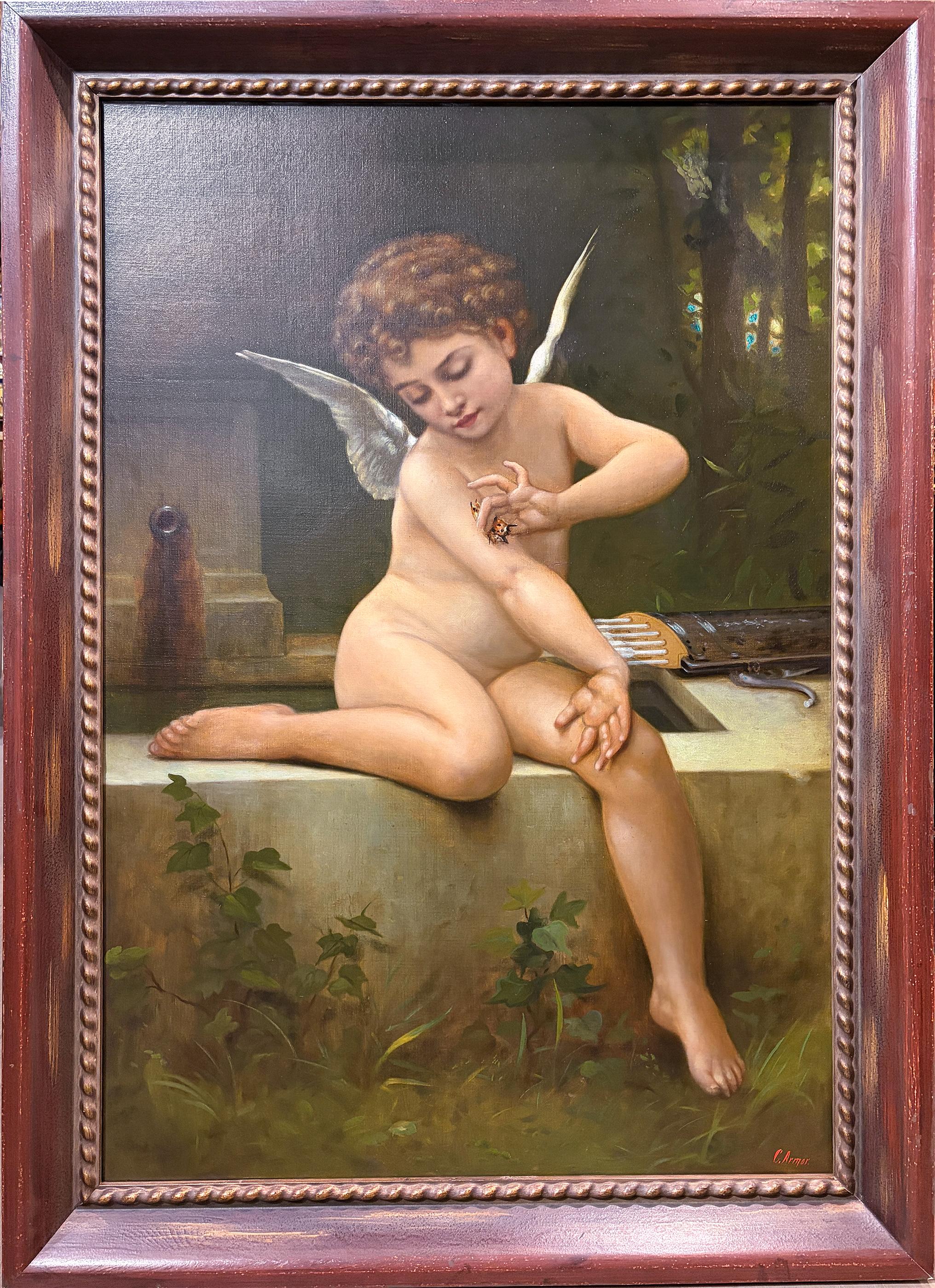Cupid and Psyche By Charles Armor Oil Painting on Canvas For Sale 1