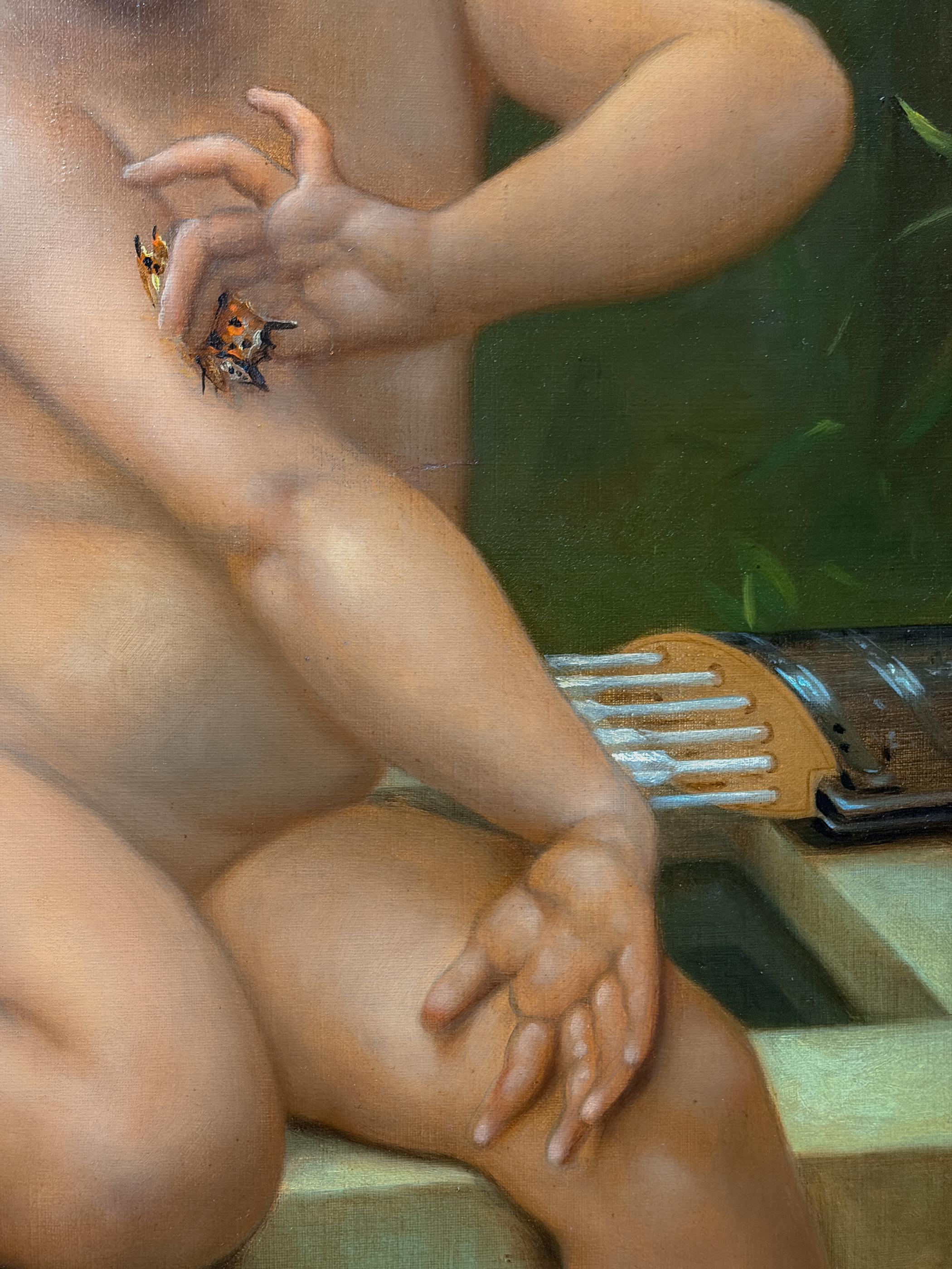 Cupid and Psyche By Charles Armor Oil Painting on Canvas For Sale 3