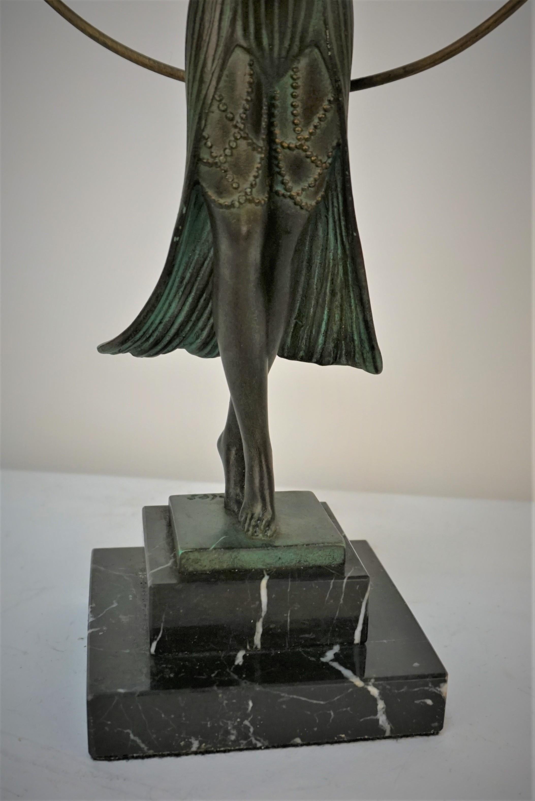 French Charles Art Deco Sculpture Hoop Dancer  For Sale