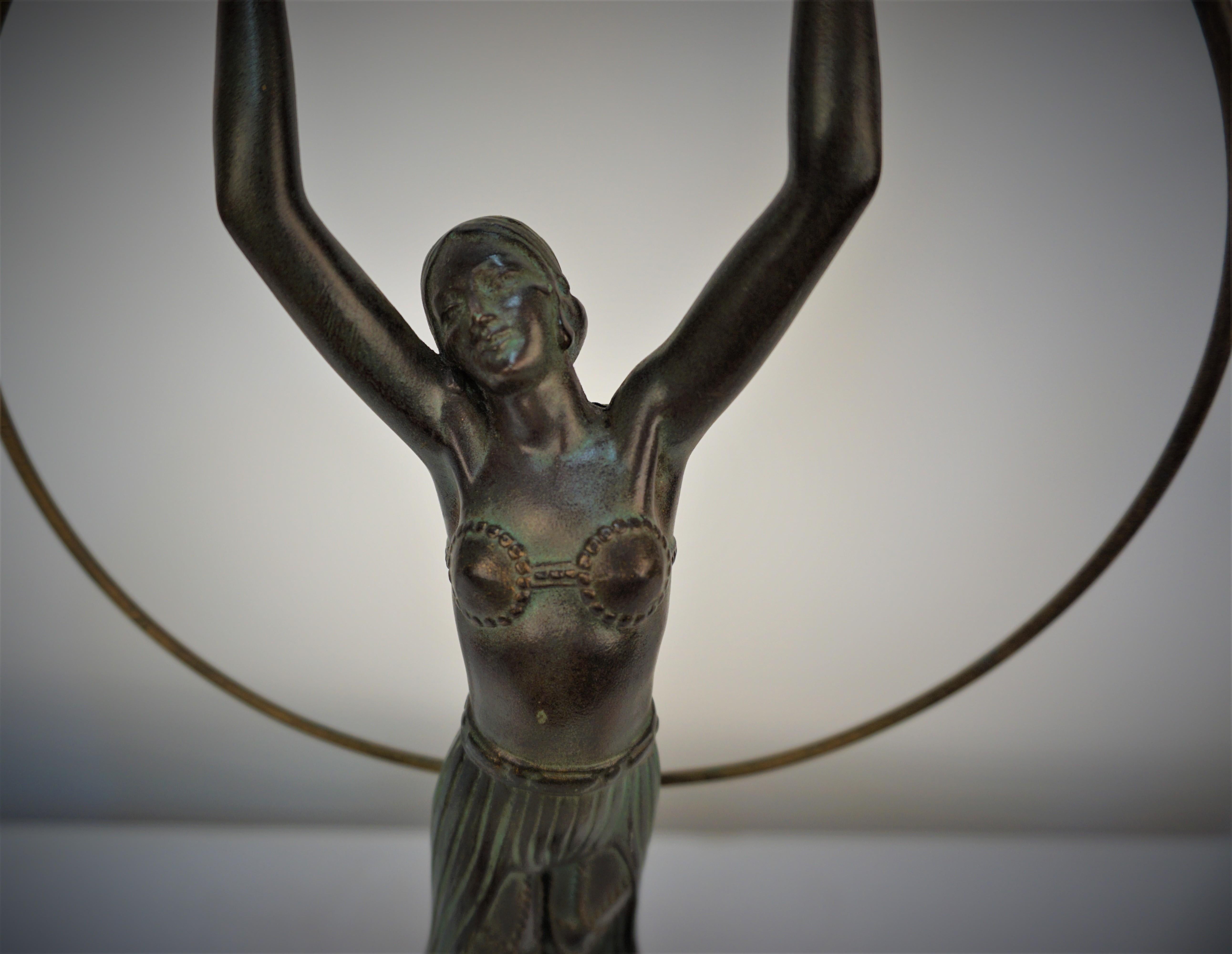 Painted Charles Art Deco Sculpture Hoop Dancer  For Sale