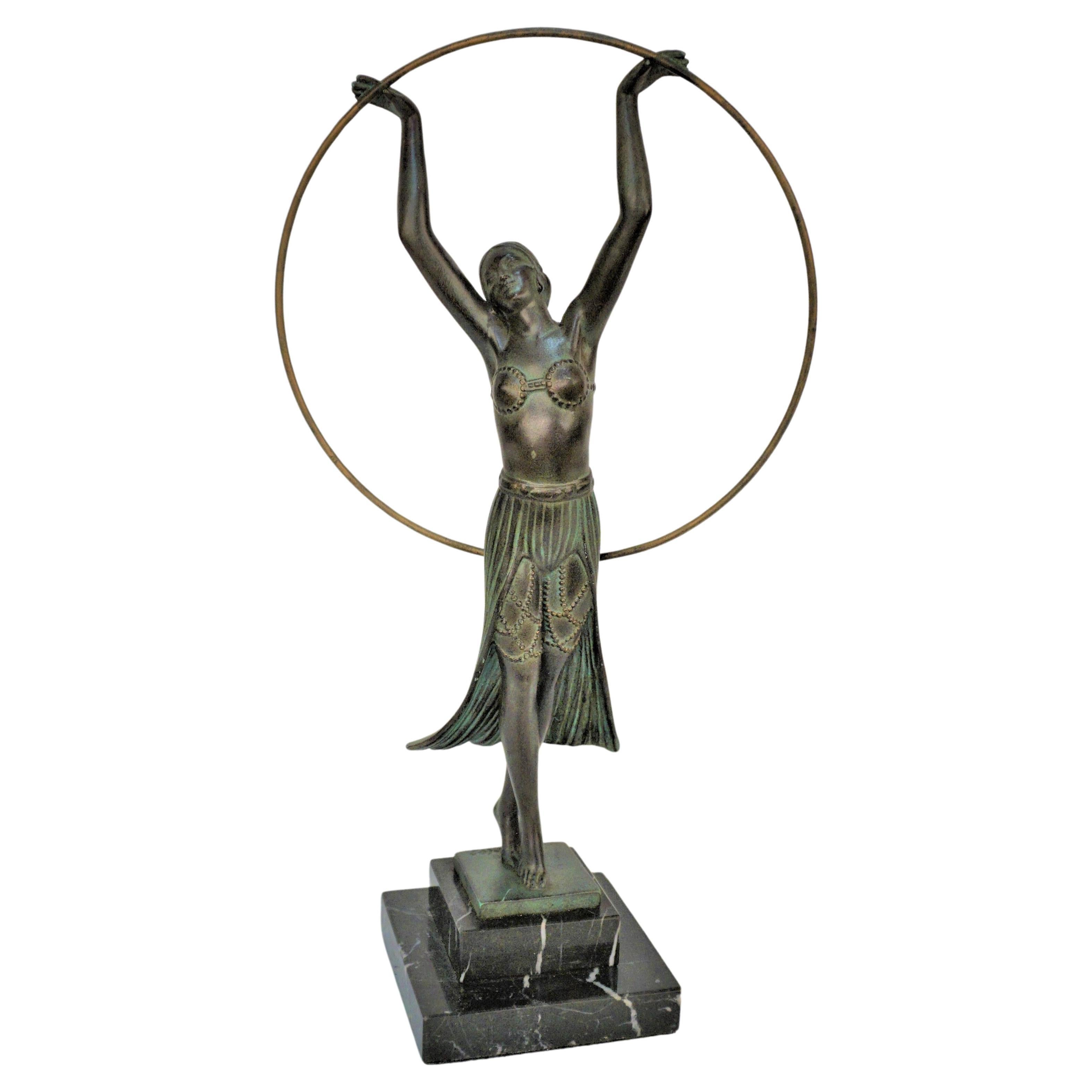 Charles Art Deco Sculpture Hoop Dancer  For Sale
