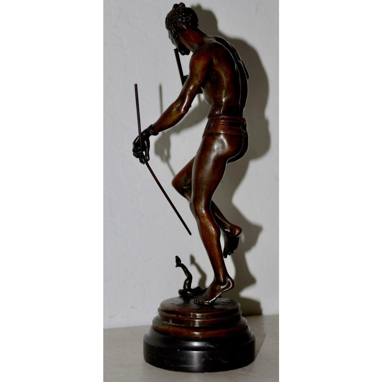 Français Sculpture en bronze Bourgeois Snake Charmer de Charles Arthur