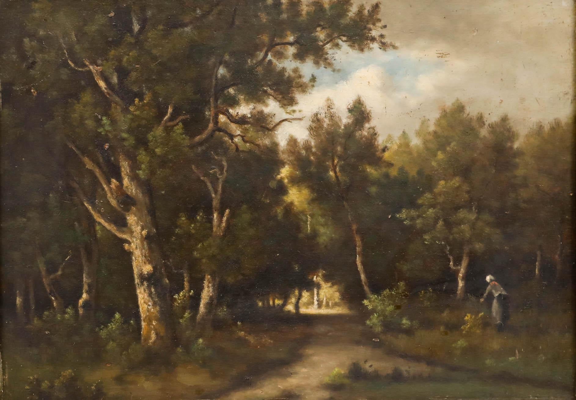 Charles Aubert  - 19th Century Oil, Forest of Rambouillet For Sale 1