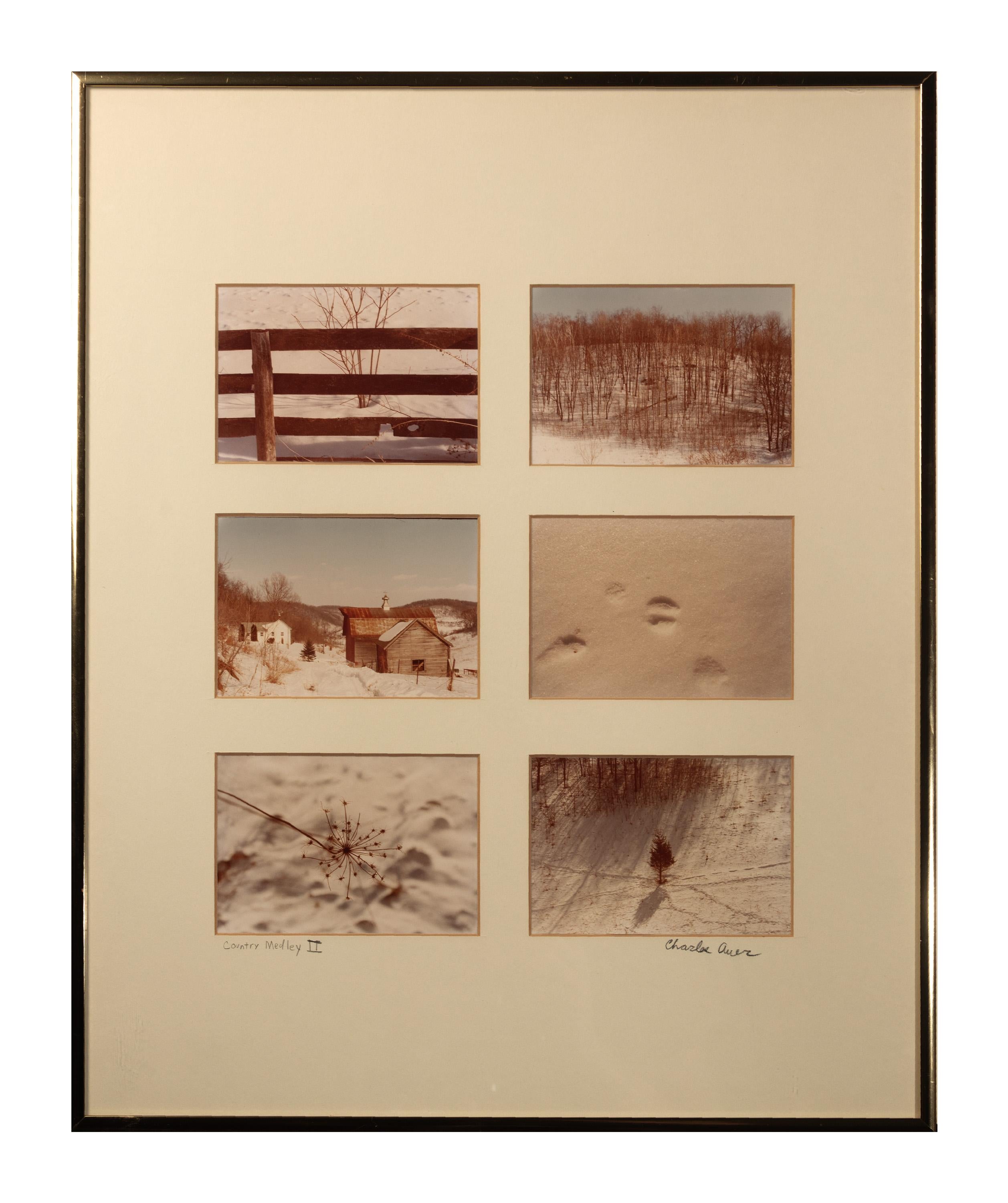"Country Medley II" ist eine signierte Fotoserie von Charles Auer. Es enthält 6 Fotos von einem ländlichen Bauernhof im Winter. Signiert unten rechts auf der Matte.

4" x 6" Kunst (pro Stück)
20" x 16" Rahmen