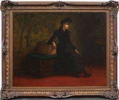 Antike große Pariser Salon Interieur Porträt gerahmt klassisch seltene Ölgemälde